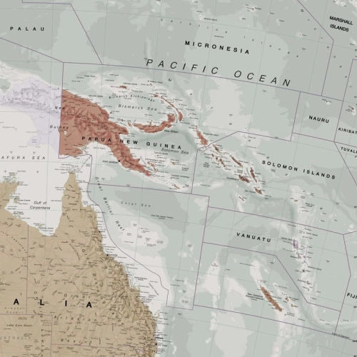Australazja. Mapa ścienna polityczna 1:7 000 000, 121,5x101,5 cm, SwiatMap.pl