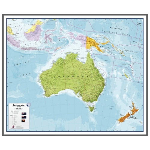 Australia. Mapa ścienna 1:7 000 000, 120x100 cm, rama aluminiowa, SwiatMap.pl
