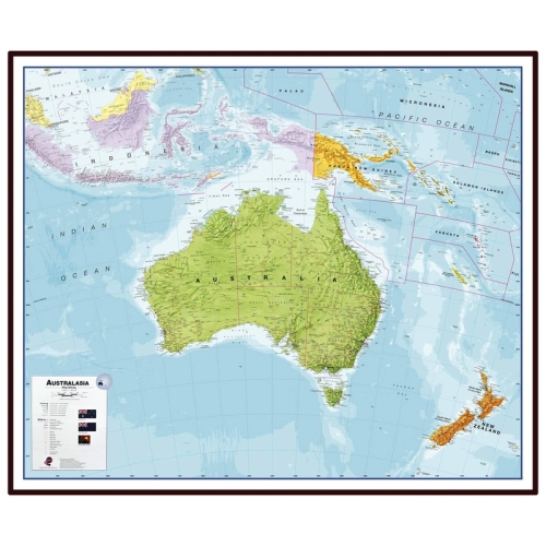 Australia. Mapa ścienna 1:7 000 000, 120x100 cm, rama drewniana, SwiatMap.pl