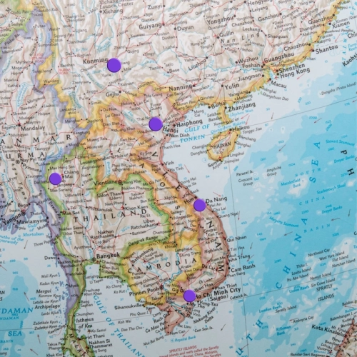 Azja Classic. Mapa ścienna polityczna 1:13 812 000, 97×84 cm, zbliżenie: magnesy, SwiatMap.pl