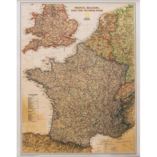 Francja Belgia Holandia Executive. Mapa ścienna polityczna 1:1 953 000, 59x77 cm