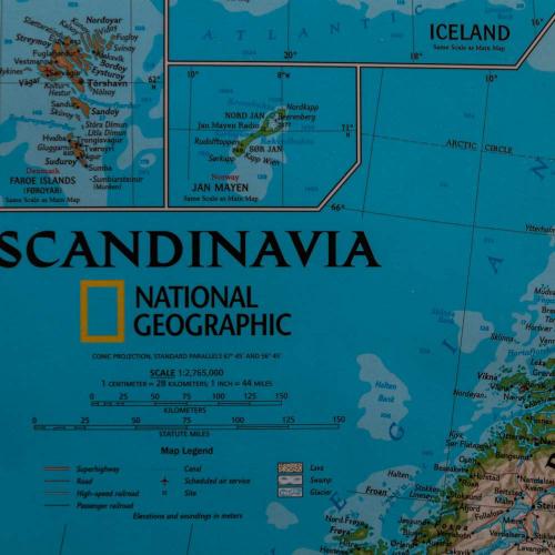 Skandynawia Classic. Mapa ścienna polityczna 1:2 765 000, 59x77 cm, National Geographic