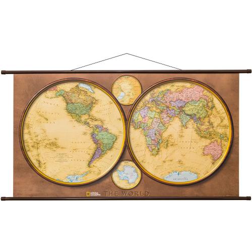 Świat dwie półkule mapa ścienna 1:37 330 000, 110x61 cm
