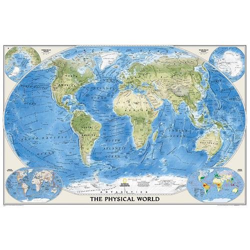 Świat. Mapa fizyczna 1:35 842, 117x77 cm