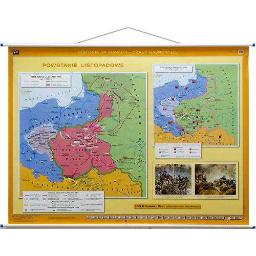 Księstwo Warszawskie/Powstanie listopadowe mapa ścienna, 1:1 000 000, 160x120 cm