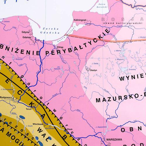 Polska Budowa geologiczna mapa ścienna, 1:750 000, 160x120 cm
