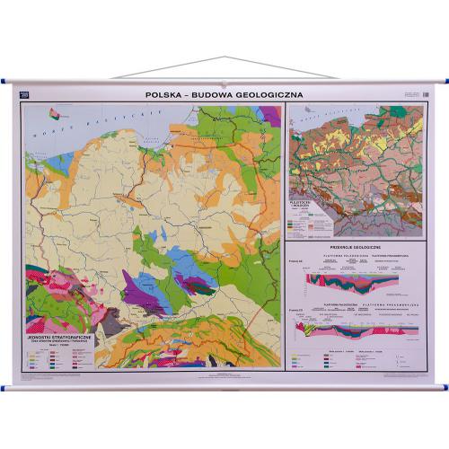 Polska Budowa geologiczna mapa ścienna, 1:750 000, 160x120 cm