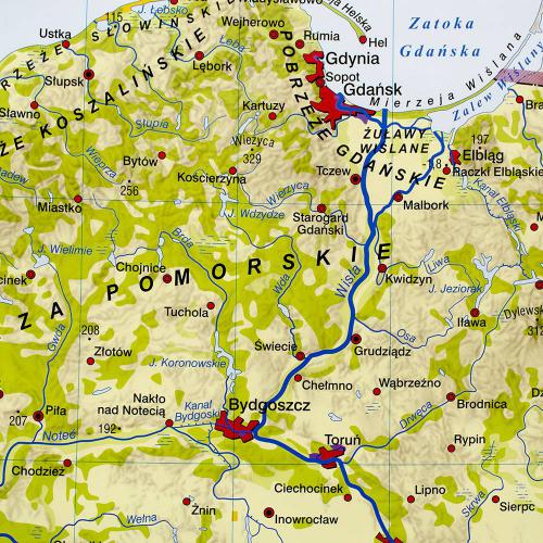 Polska ukształtowanie powierzchni i krajobrazy - mapa ścienna, dwustronna, Nowa Era