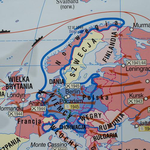 Świat podczas II wojny światowej mapa ścienna dwustronna 1:24 000 000, 160x120 cm