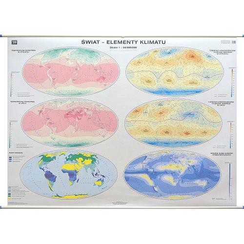Świat strefy klimatyczne z elementami klimatu mapa ścienna 1:24 000 000, 160x120