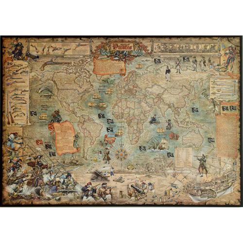 Świat Piratów mapa ścienna stylizowana, 128x84 cm, Ray&Co