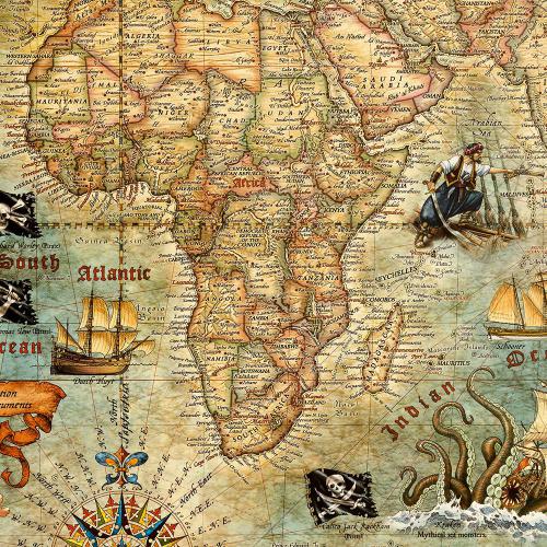 Świat Piratów mapa ścienna stylizowana, 128x84 cm, Ray&Co