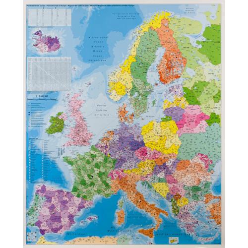 Europa. Mapa kody pocztowe 1:3 600 000, 100x120 cm, Stiefel