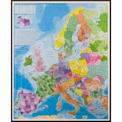 Europa. Mapa kody pocztowe 1:3 600 000, 100x120 cm, Stiefel