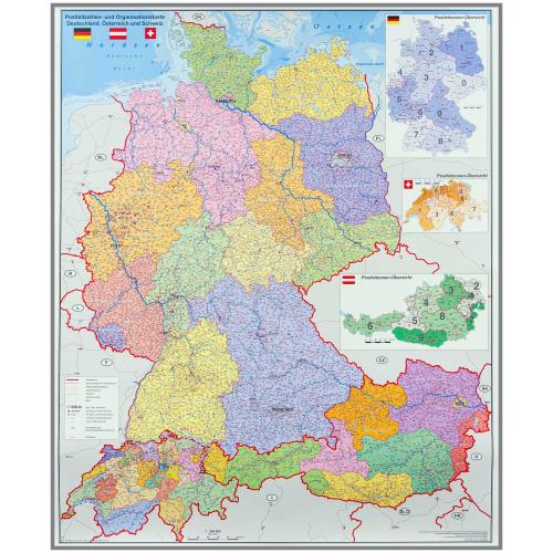 Niemcy, Austria, Szwajcaria, kody pocztowe, mapa ścienna, 1:900 000, Stiefel