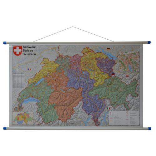 Szwajcaria. Mapa kody pocztowe 1:400 000, 95x60 cm