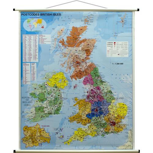 Wielka Brytania. Mapa kody pocztowe 1:1 200 000, 97x136 cm