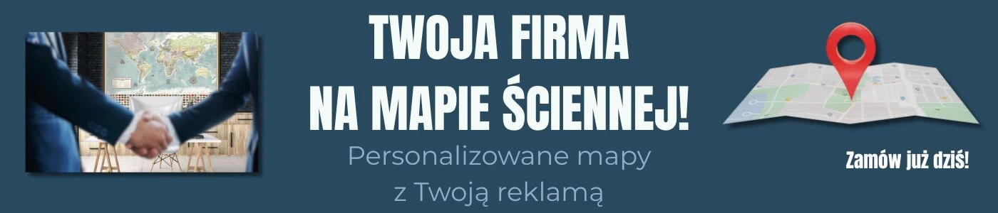 Mapy ścienne z reklamą dla firm — przykłady realizacji
