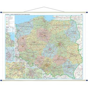 Polska mapa na ścianę adminstracyjno- drogowa  1:700 000