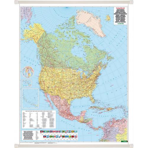 Ameryka Północna. Mapa polityczna 1:8 000 000, 97x123,5 cm
