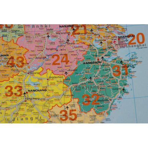 Chiny. Mapa kody pocztowe, 1:4 000 000, 137x96 cm