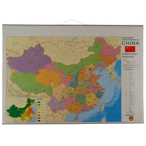 Chiny. Mapa kody pocztowe, 1:4 000 000, 137x96 cm