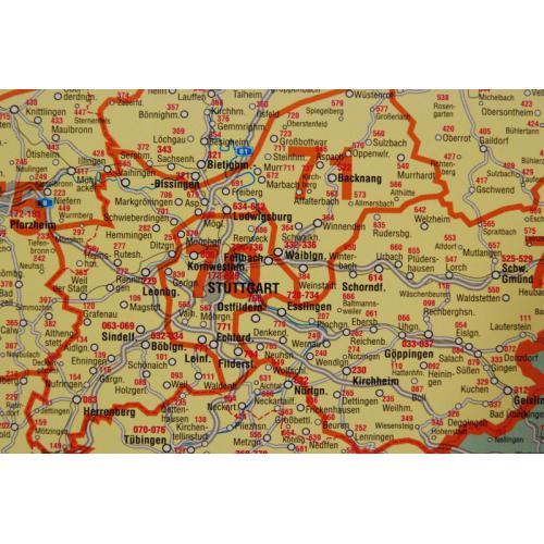 Niemcy kody pocztowe mapa ścienna 1:750 000, 97x137 cm