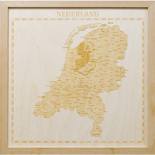 Holandia - mapa 3D grawerowana w drewnie, 42,4x42,4 cm, ArtGlob
