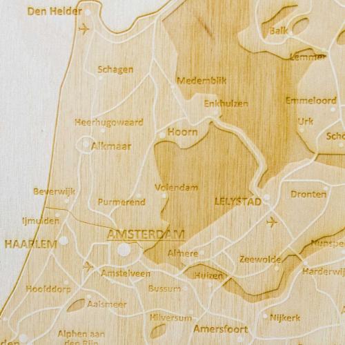 Holandia - mapa 3D grawerowana w drewnie, 42,4x42,4 cm, ArtGlob