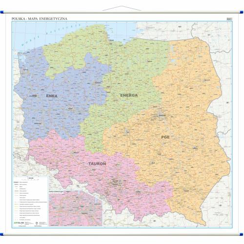 Polska energetyczna. Mapa ścienna, 1:500 000, 140x145 cmPolska energetyczna. Mapa ścienna, 1:500 000, 140x145 cm, ArtGlo