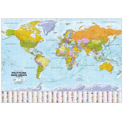 Ś​w​i​a​t​ ​po​l​i​t​y​c​z​n​y​ mapa ścienna - naklejka ​1:30 000 000, 1​37​x​96 ​c​m