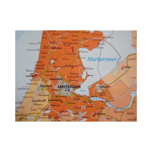 Beneluks: Belgia Holandia Luksemburg. Mapa kody pocztowe 1:420 000, 140x100 cm