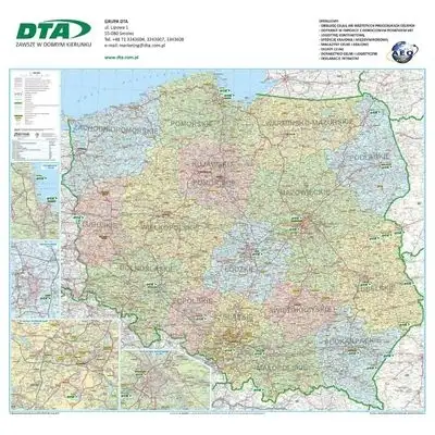 Mapa Polski dla firmy deweloperskiej z zaznaczonymi inwestycjami