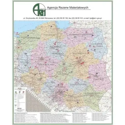 Mapa Polski z siecią placówek bankowych i oddziałów