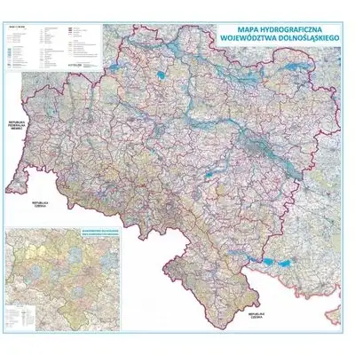Mapa ścienna z logo firmy energetycznej i obszarami koncesji