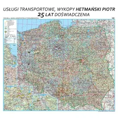 Mapa Polski z zaznaczonymi placówkami sieci handlowej