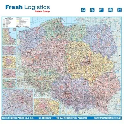 Mapa ścienna firmy budowlanej z realizowanymi projektami