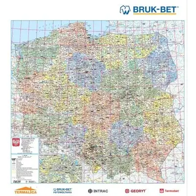 Mapa ścienna dla firmy rolniczej z obszarami upraw i skupu