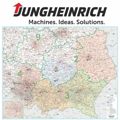 Mapa Polski z zaznaczonymi oddziałami i siecią dystrybucji