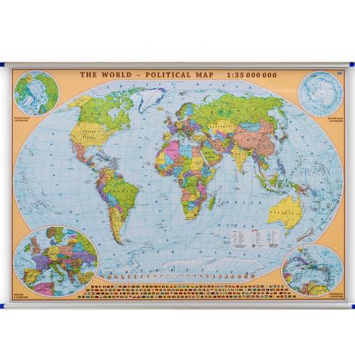 Świat mapa ścienna polityczna 1:35 000 000, 97x67 cm, EkoGraf