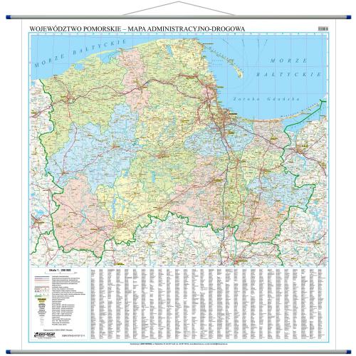 Województwo pomorskie mapa ścienna 1:200 000, 106,5 x115 cm, EkoGraf