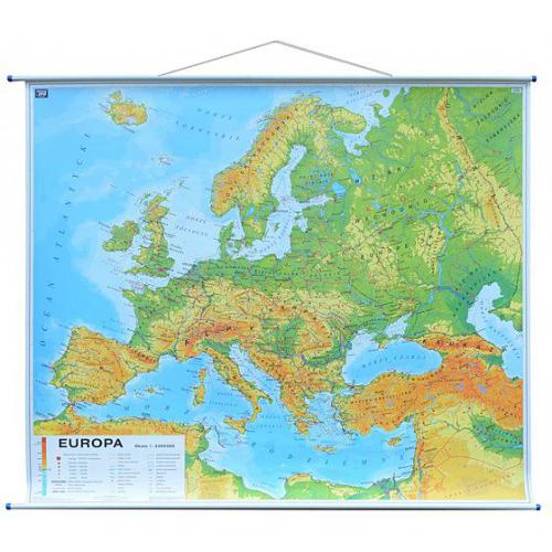 Europa mapa ścienna fizyczna - dwustronna, Nowa Era