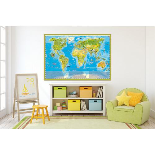 Aranż - Zwierzęta Świata Młodego Odkrywcy. Mapa ścienna dla dzieci, 140x100 cm, ArtGlob