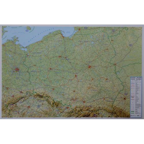 Polska mapa ścienna plastyczna / wypukła / 3D