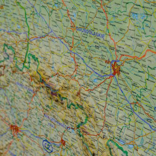 Polska mapa ścienna plastyczna / wypukła / 3D
