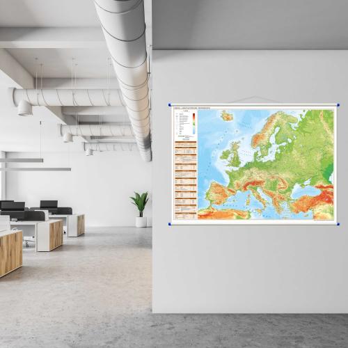 Aranż - Europa. Mapa ścienna polityczno - fizyczna dwustronna, 1:4 500 000, 140x100 cm, ArtGlob