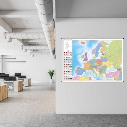 Aranż - Europa. Mapa ścienna polityczno - fizyczna dwustronna, 1:4 500 000, 140x100 cm, ArtGlob