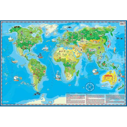 Świat Młodego Odkrywcy. Mapa ścienna dla dzieci, 58x38 cm, ArtGlob
