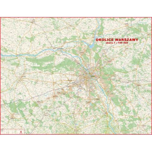 Okolice Warszawy. Mapa drogowa 1:100 000, 118x92 cm