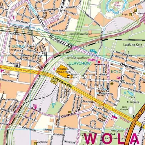 Warszawa mapa ścienna 1:26 000, 89x120cm